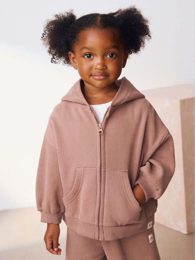 Mocha Brown Zip Through Hoodie