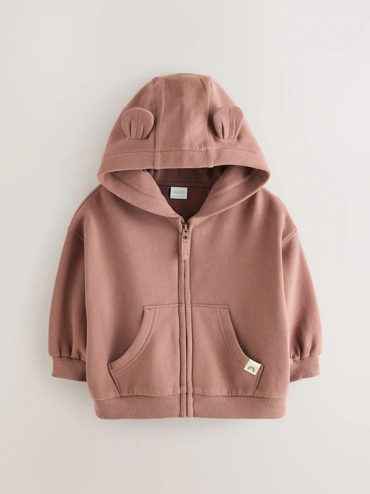 Mocha Brown Zip Through Hoodie