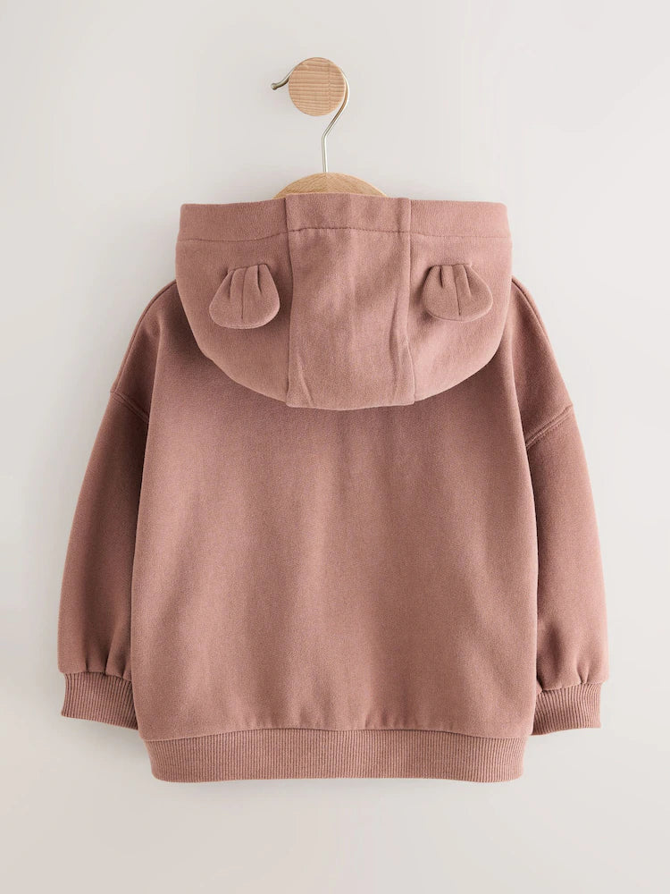 Mocha Brown Zip Through Hoodie