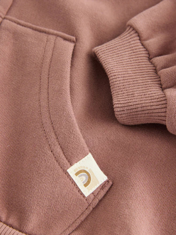 Mocha Brown Zip Through Hoodie