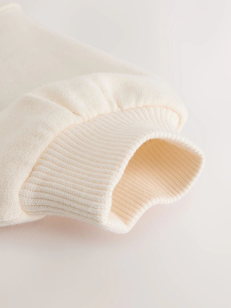 Cream Flower Graphic Print Crew Neck Sweatshirt