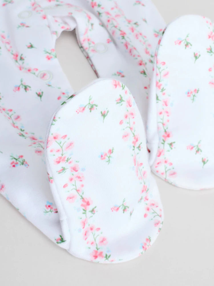 White/Pink 4 Pack Baby Sleepsuit