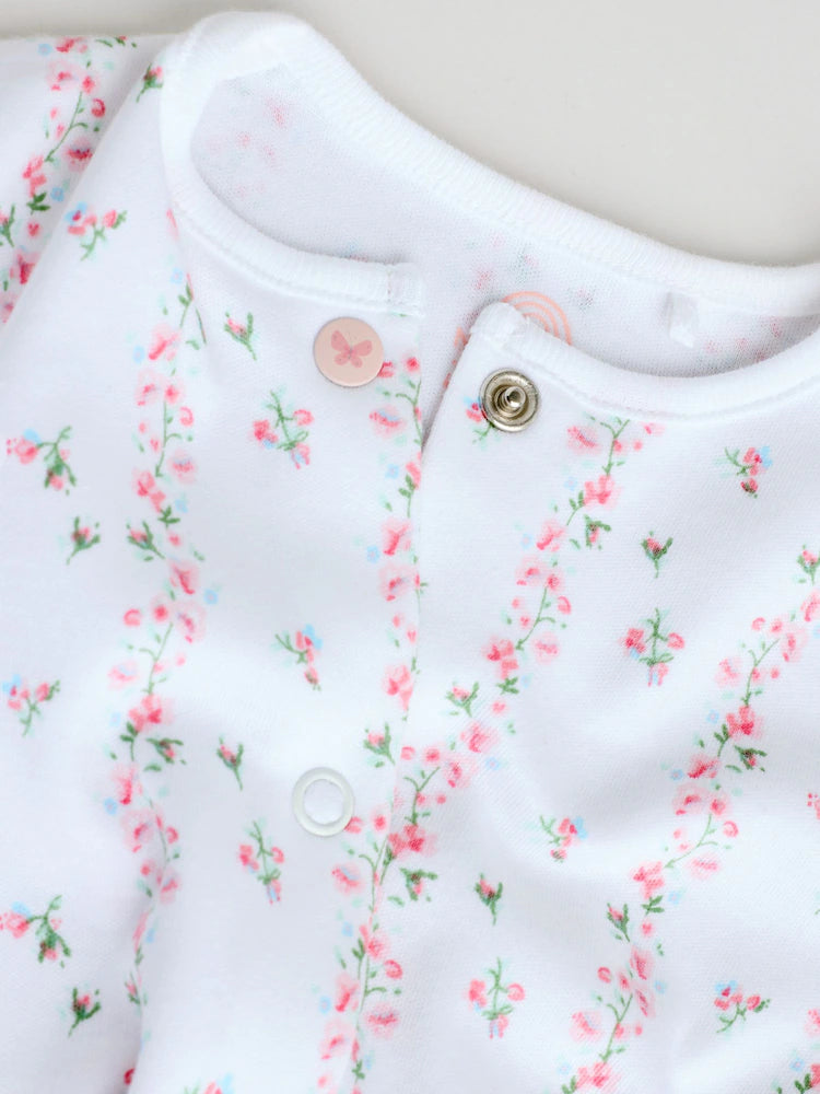 White/Pink 4 Pack Baby Sleepsuit