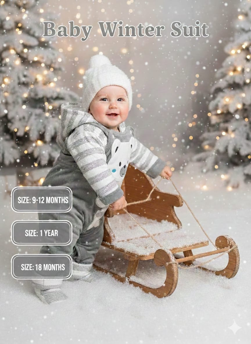 Warm winter heavy weight Rompers white and gray color