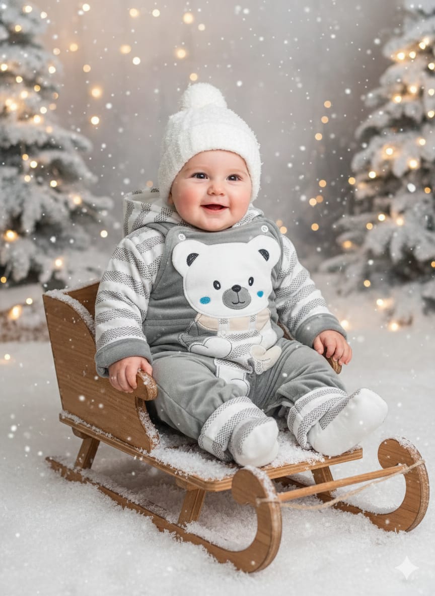 Warm winter heavy weight Rompers white and gray color