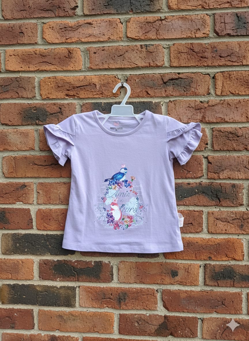 Lilac-colored, short-sleeved child's T-shirt