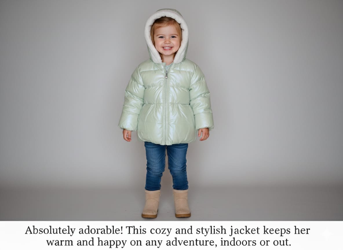 Shining light green Good quality Warm heavy weight jacket for girls