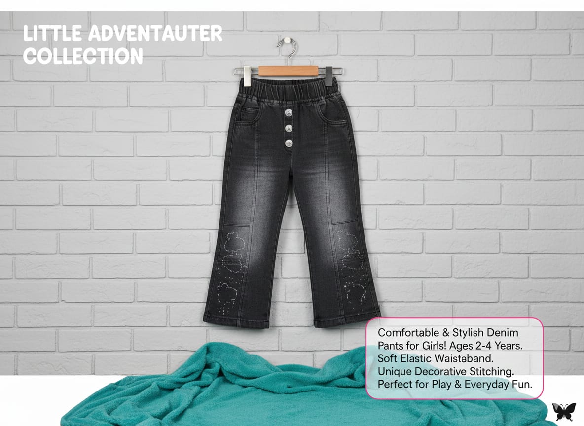 Pant For Baby girl black and Grey