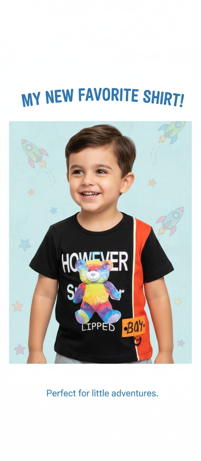 Printed black and red t-shirt