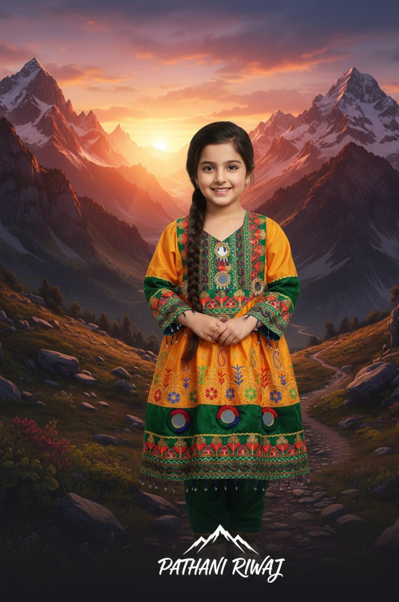 Embroidery fancy silk dress  Pathani style